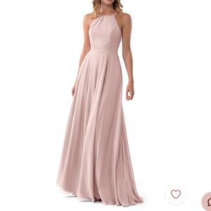 Azazie Melinda halter neck chiffon dress - dusty rose, size 6 / A8